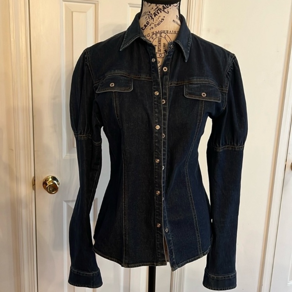 Ralph Lauren Dark Blue Denim Snap Shirt. Size Medium.